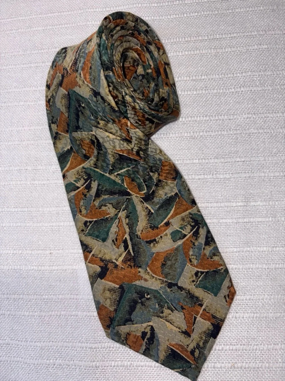 Christian Dior Monsieur Necktie Earth Tone Abstract Geometric Jacquard EUC Y2K
